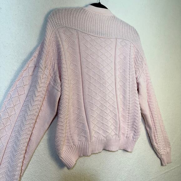 Nordstrom Point of View VTG Light Pink Cotton Chunky Knit Cardigan Sweater Large - Picture 8 of 8